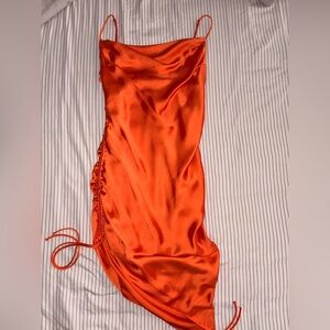 Zara Orange Satin Dress